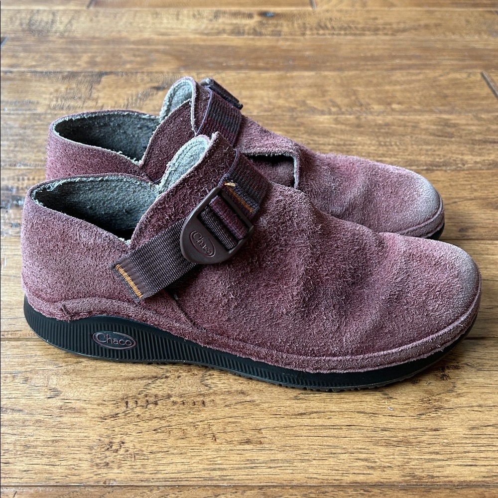 Chaco Women's Suede Slip-On Shoes in Burgundy